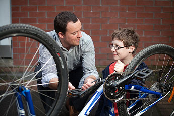 Man-boy-bikes